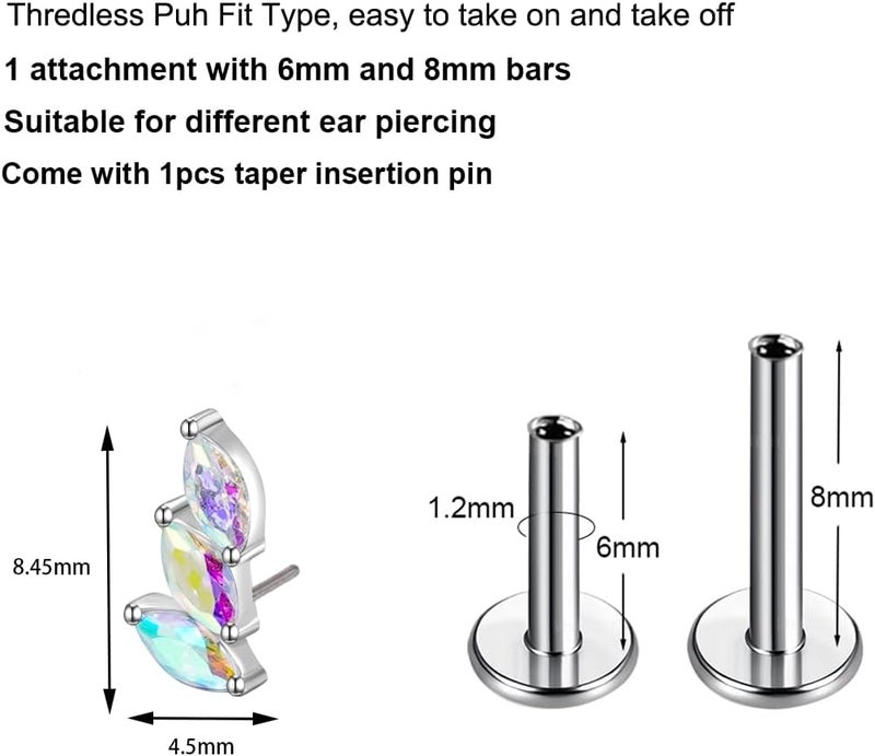 TOMIDES G23 Titanium Flat Back Earrings Studs 16g F136 Implant Grade Titanium Labrets Press Fit Threadless Push In Dainty Cartilage Helix Conch Lobe Lip Tragus Piercing Jewelry - Image 2